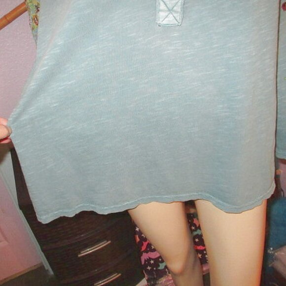 Sundance Embroidered Henley Top Size 1X Slub Knit Tunic Long Sleeves Boho - Picture 3 of 11
